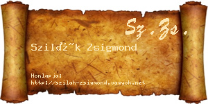 Szilák Zsigmond névjegykártya